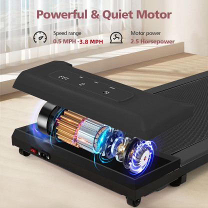 2.5HP Walking Pad Treadmill for Home,Smart App,Remote Control, LCD Display, Protable Space-Saving Treadmill for Jogging Walking Running with 300 lbs Weight Capacity