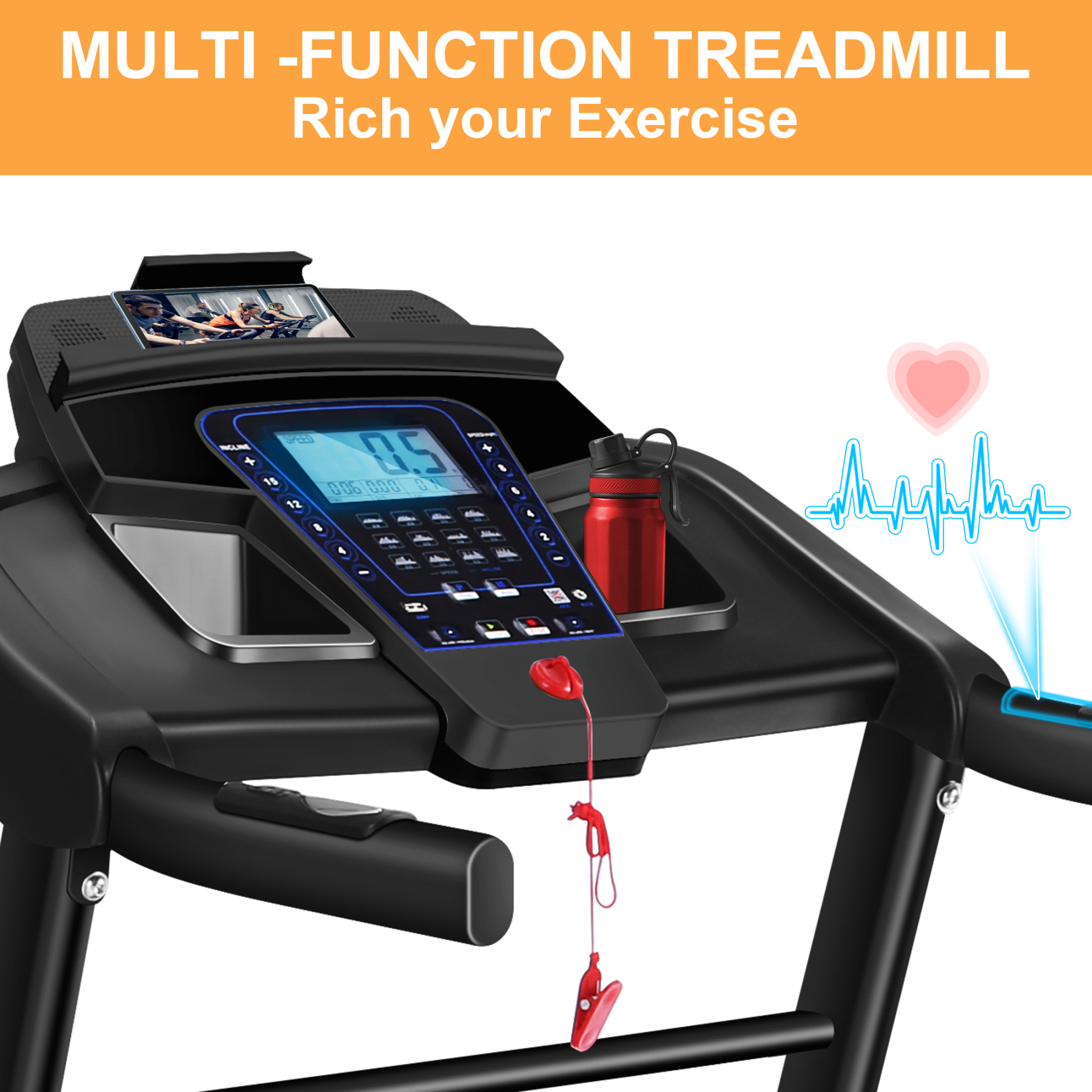 Simpfree 3.25 HP Treadmill with Auto Incline 17In Wide Runing Belt, 9MPH Speed and 12 Preset Programs for Home Gym Cardio Exercise,