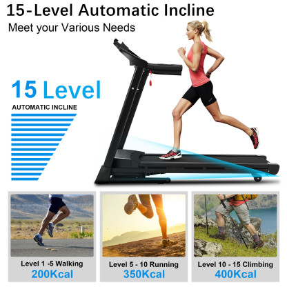 Simpfree 3.25 HP Treadmill with Auto Incline 17In Wide Runing Belt, 9MPH Speed and 12 Preset Programs for Home Gym Cardio Exercise,