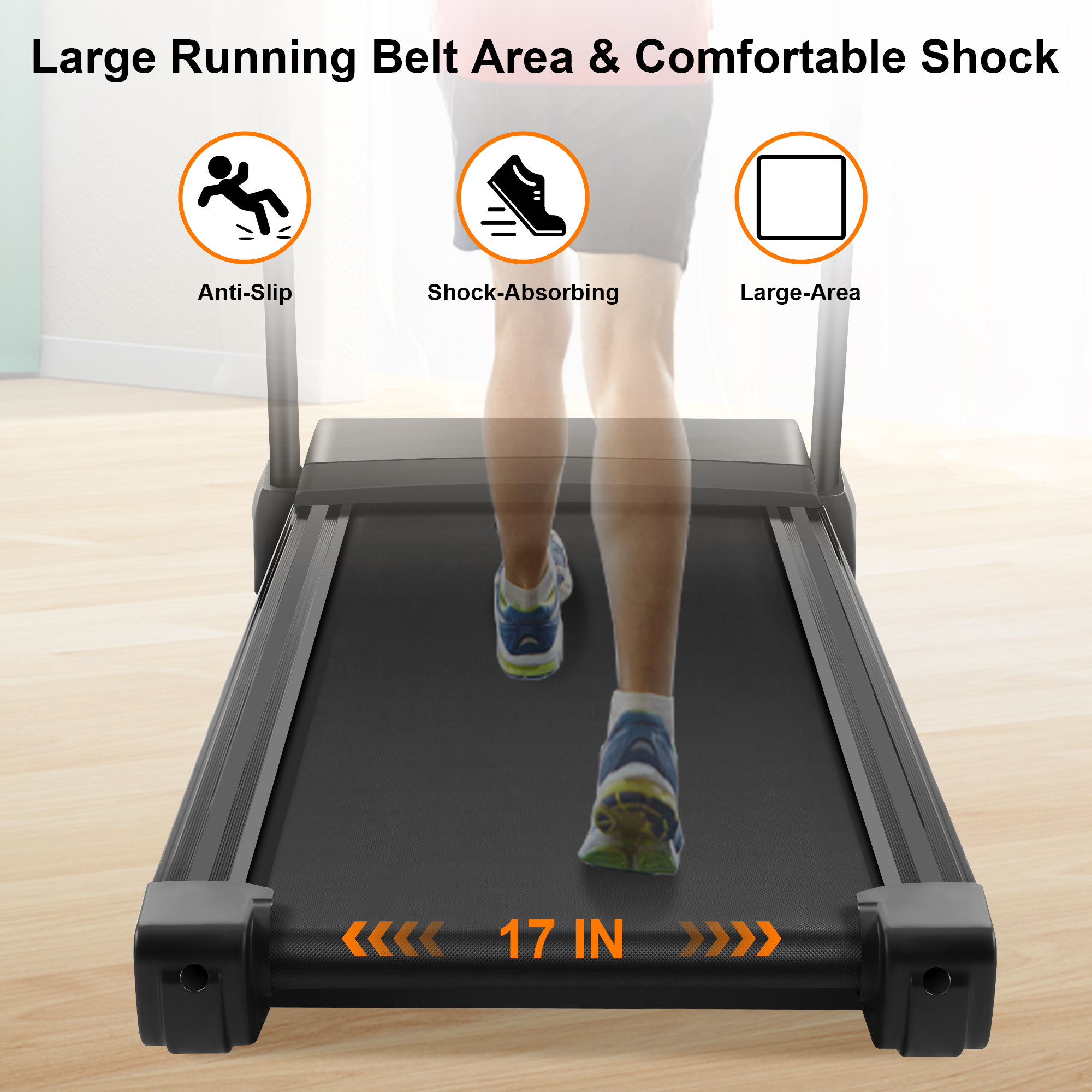 Simpfree 3.25 HP Treadmill with Auto Incline 17In Wide Runing Belt, 9MPH Speed and 12 Preset Programs for Home Gym Cardio Exercise,