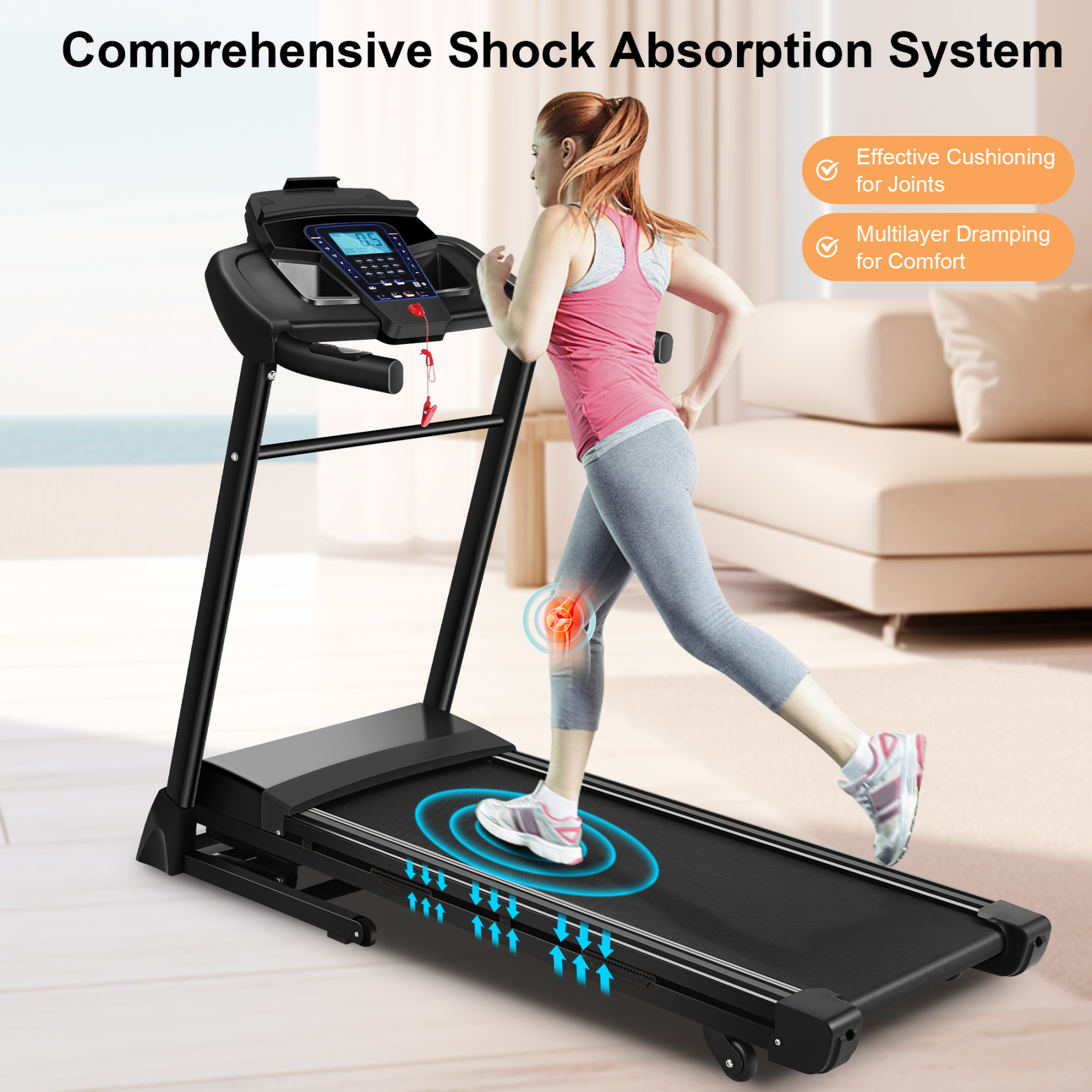 Simpfree 3.25 HP Treadmill with Auto Incline 17In Wide Runing Belt, 9MPH Speed and 12 Preset Programs for Home Gym Cardio Exercise,