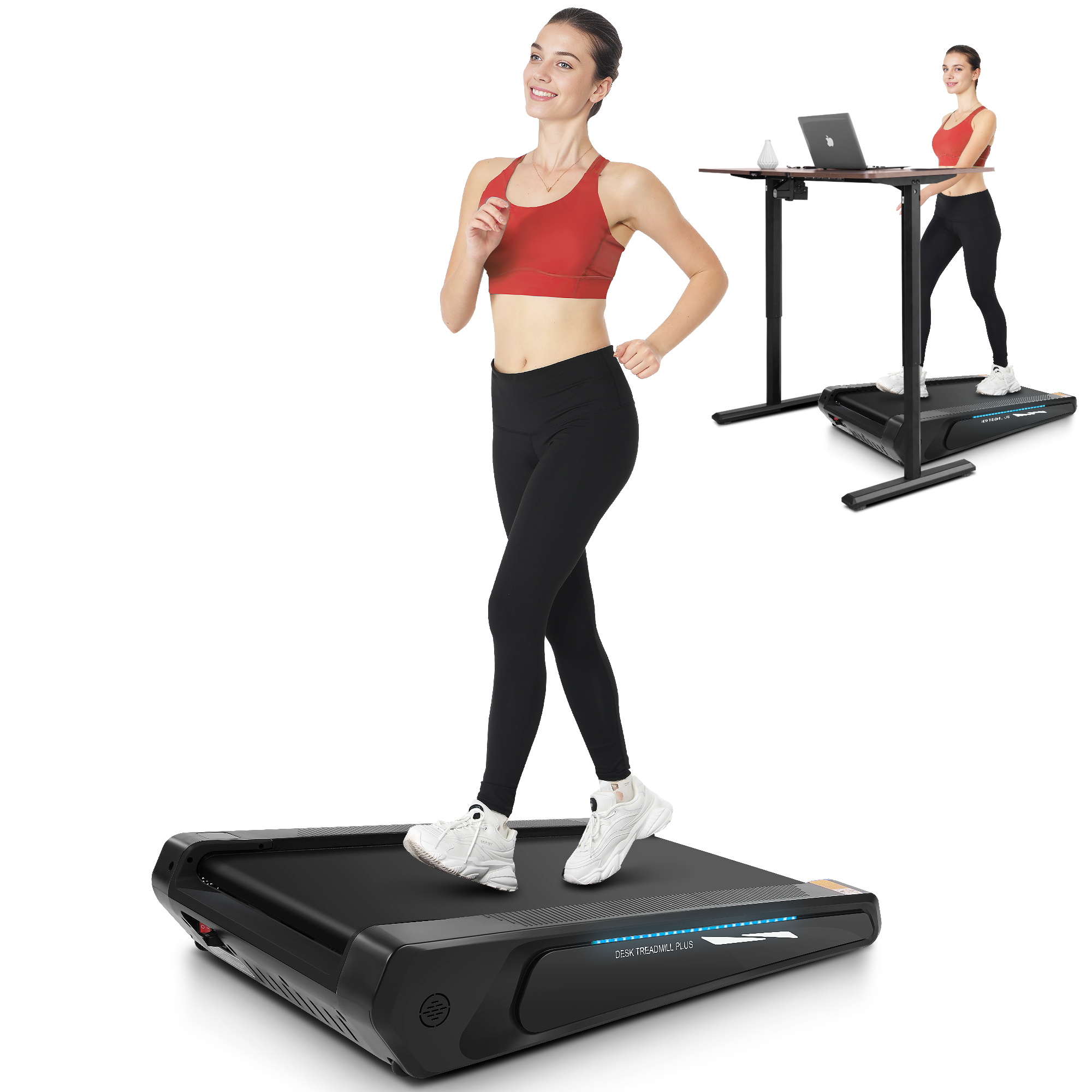 Simpfree Smallest Walking Pad with Incline,2.5HP Under Desk Treadmill,300lbs Weight Capacity Compact Mini Treadmill,Smart Remote Control | LED Display | Cool Lighting