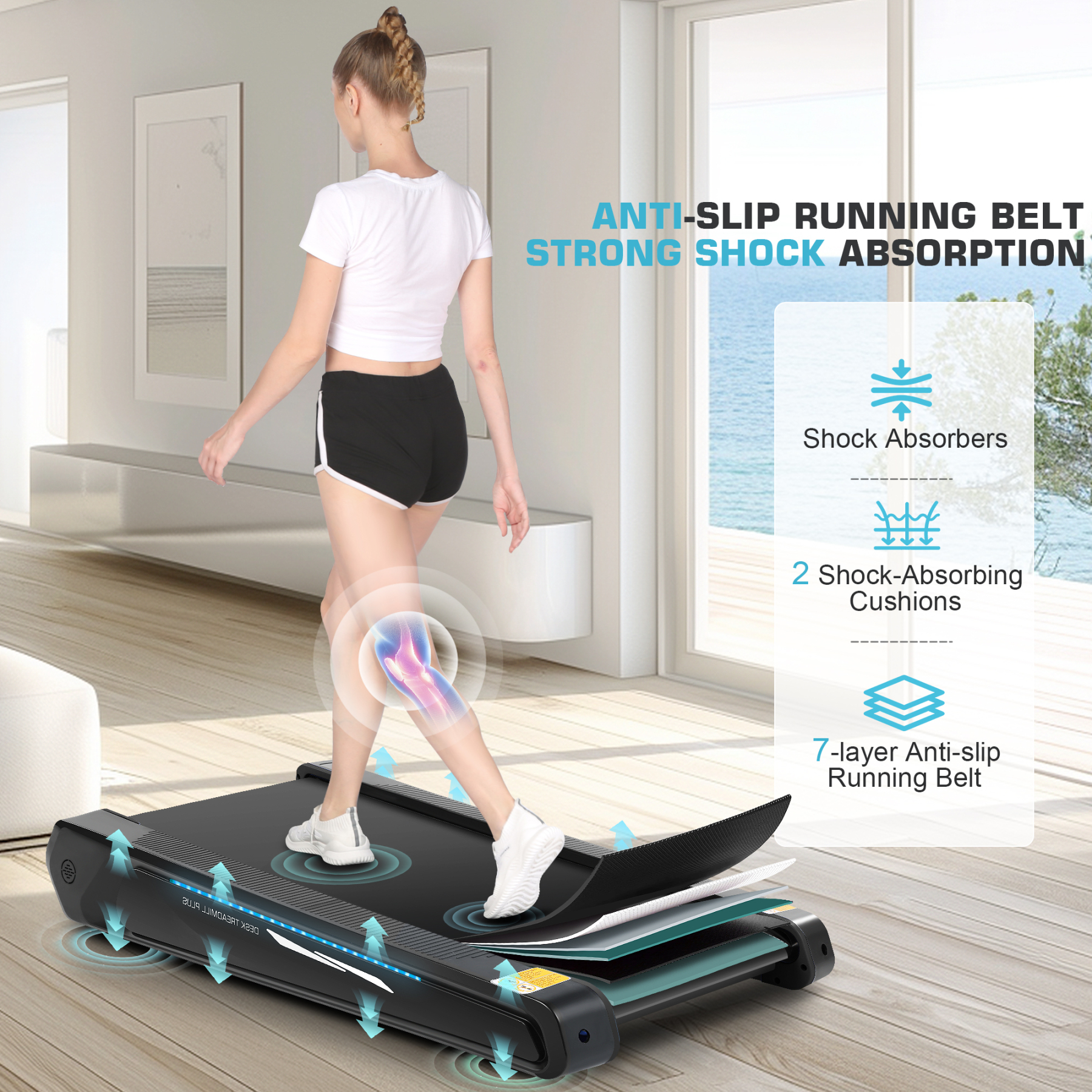 Simpfree Smallest Walking Pad with Incline,2.5HP Under Desk Treadmill,300lbs Weight Capacity Compact Mini Treadmill,Smart Remote Control | LED Display | Cool Lighting