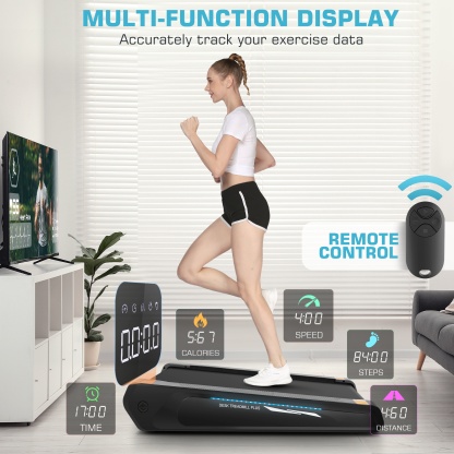 Simpfree Smallest Walking Pad with Incline,2.5HP Under Desk Treadmill,300lbs Weight Capacity Compact Mini Treadmill,Smart Remote Control | LED Display | Cool Lighting