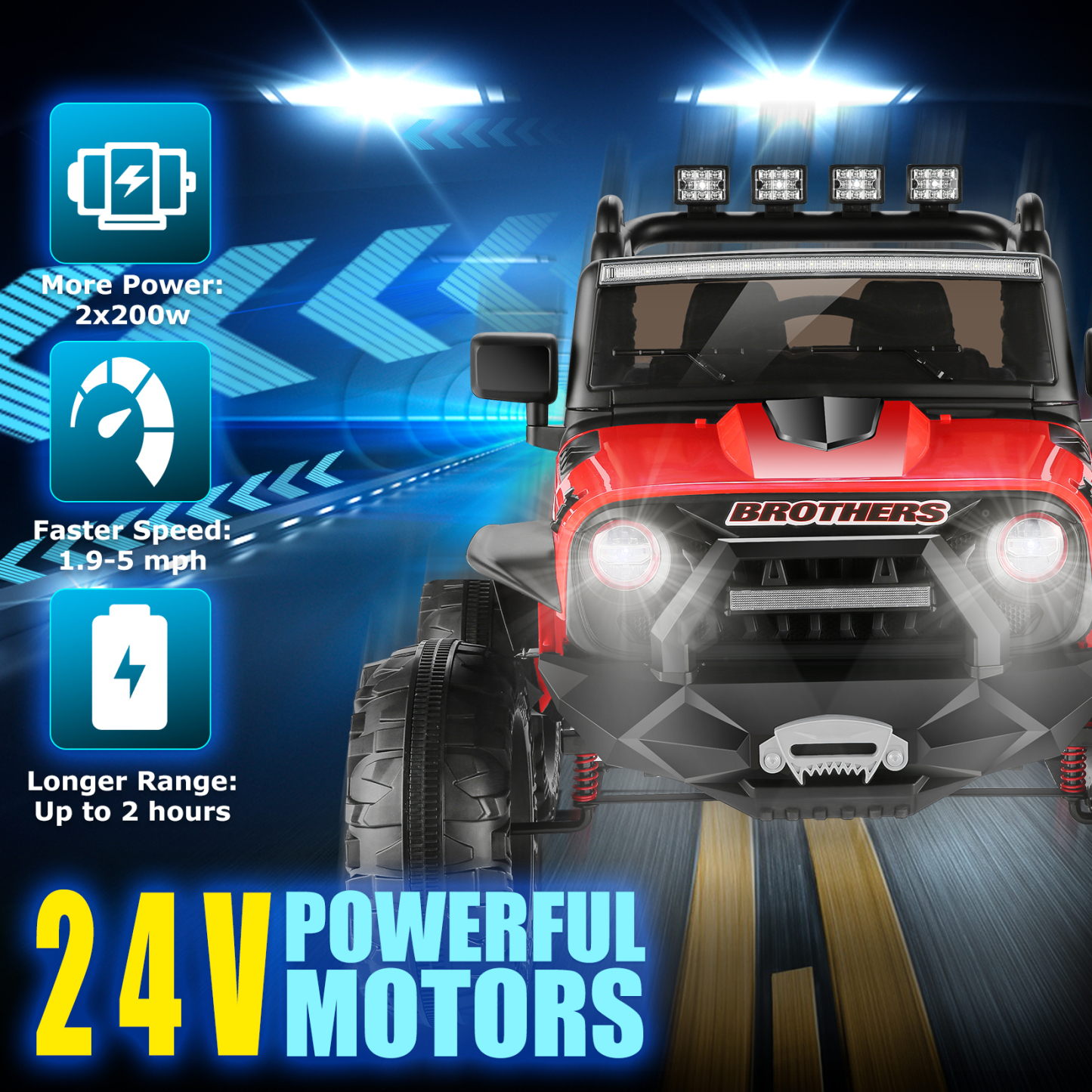 Hikole 24V 2 Seater Ride on Car Truck