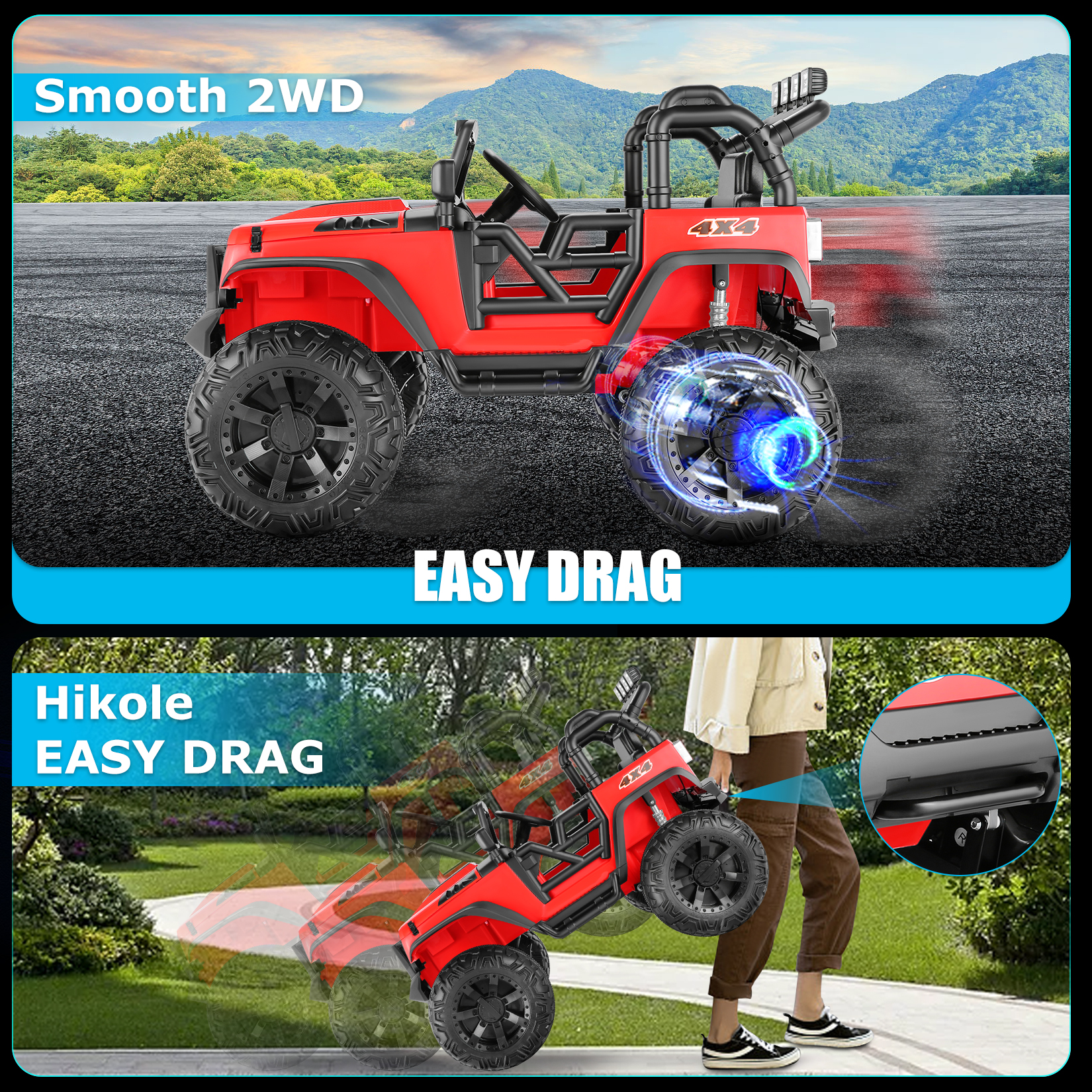 Hikole 24V 2 Seater Ride on Car Truck