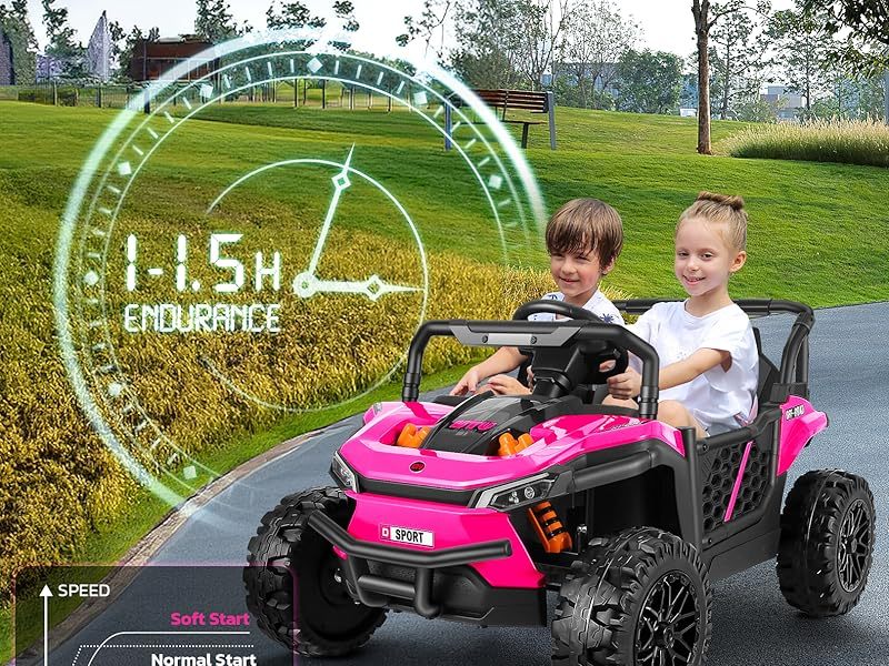 Hikole 2 Seater Electric Car for Kids, 12 Volt Ride on Car Truck for Boys & Girls with Parent Remote