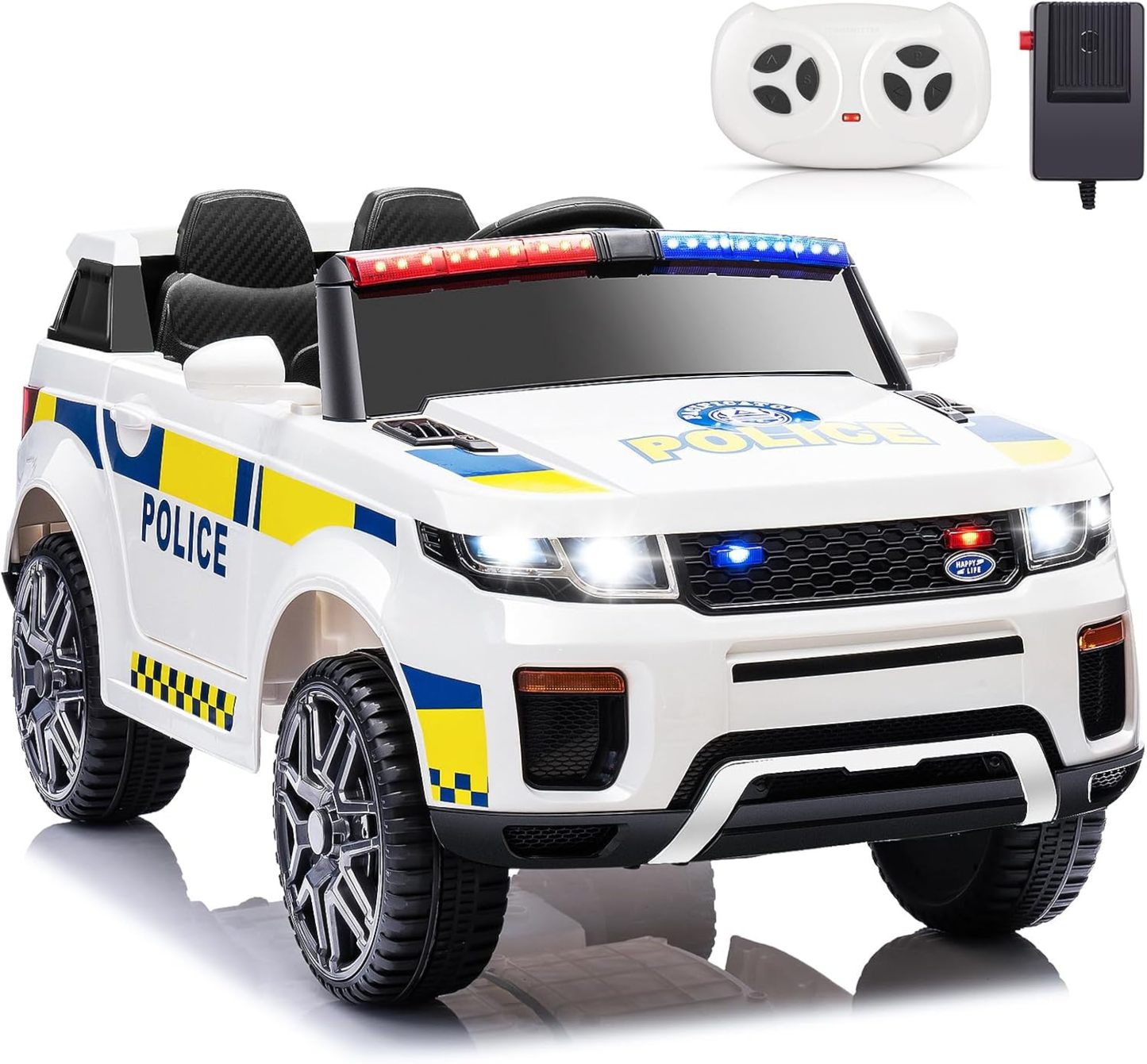 Hikole 12 Volt Electric Police Car with Remote Control, Battery Operated Kids Cop Cars