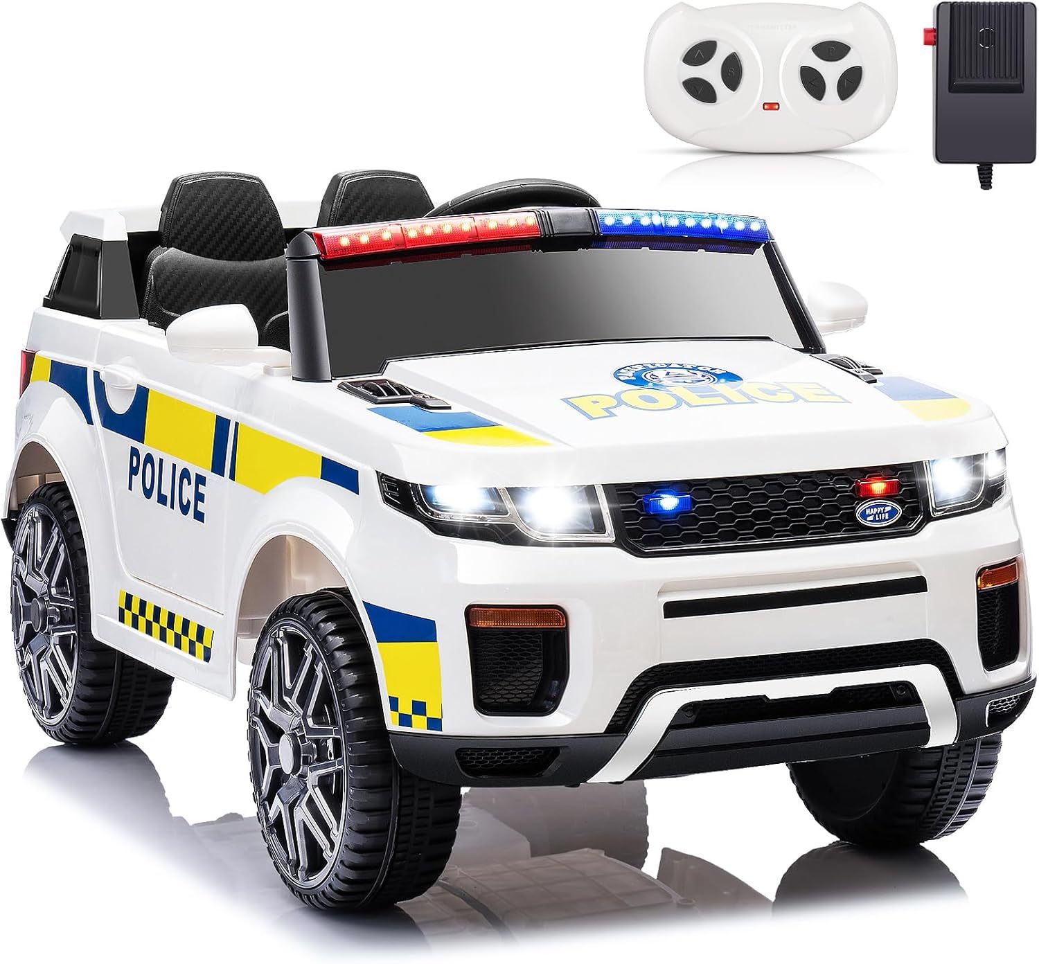 Hikole 12 Volt Electric Police Car with Remote Control, Battery Operated Kids Cop Cars