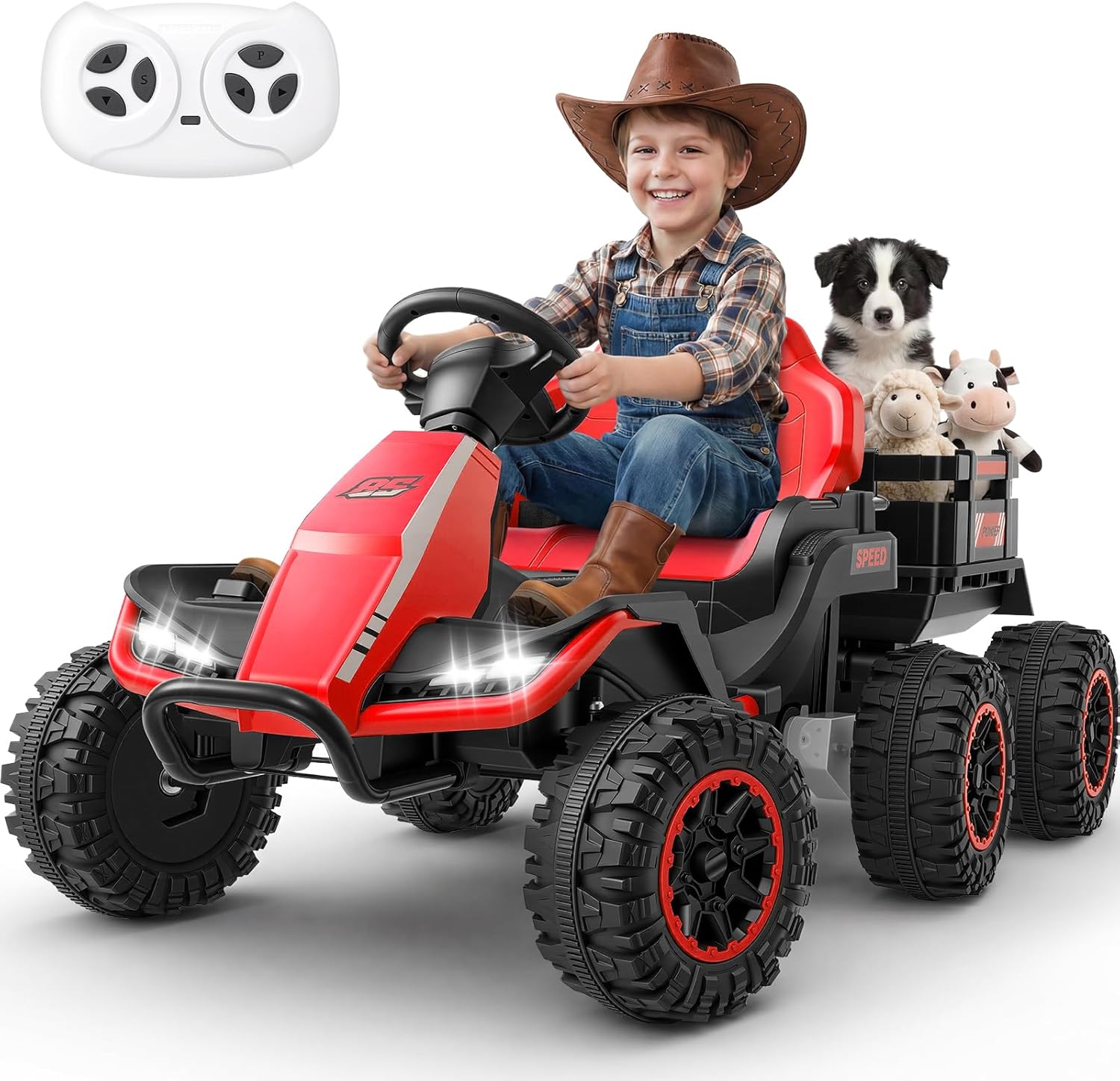 Hikole 24V Ride on Toys Tractor for Kids, w/Parent Remote Control