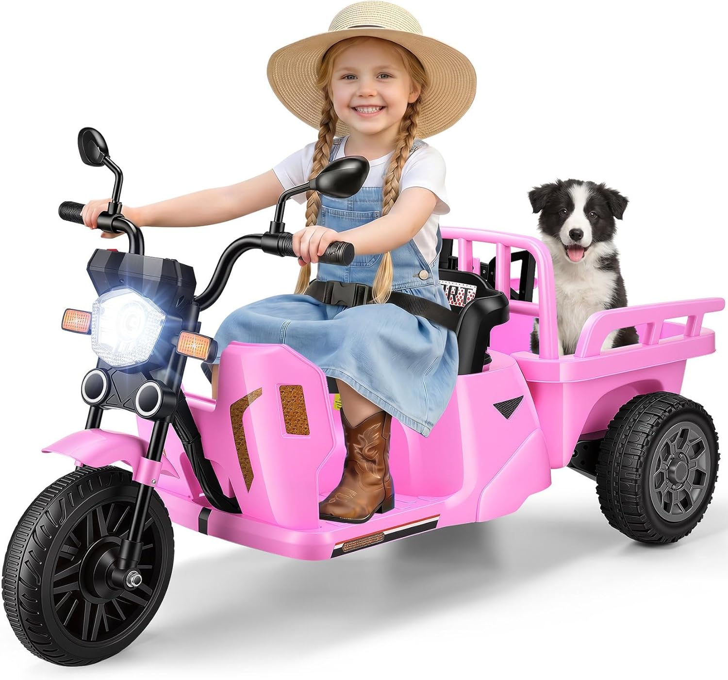 Hikole 12V 3-Wheel Electric Ride on Tractor Toys for Kids Ages 3-8