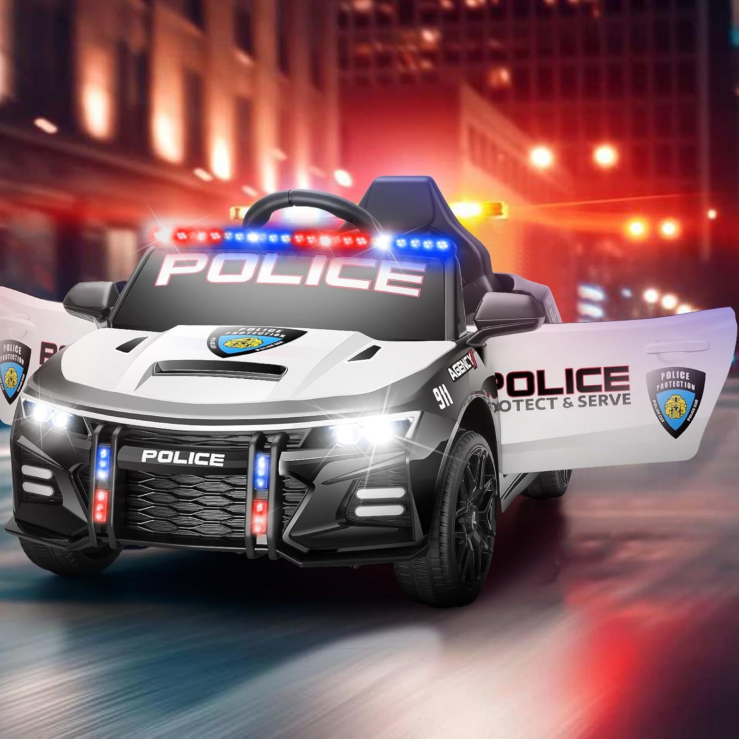 Hikole Electric Ride on Police Car for Kids with Remote Control