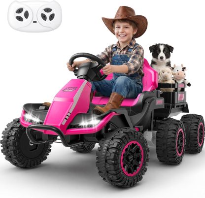 Hikole 24V Ride on Toys Tractor for Kids, w/Parent Remote Control