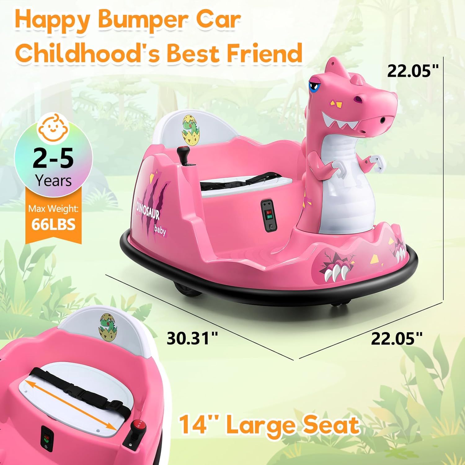 Hikole Toddler Bumper Car for Kids 1.5-6, 12V Baby Ride on Bumper Cars with Remote Control