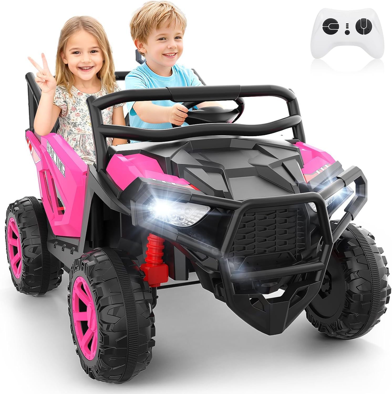 Hikole 2 Seater 24V Ride on Car, UTV for Kids, Power Wheels with Remote Control