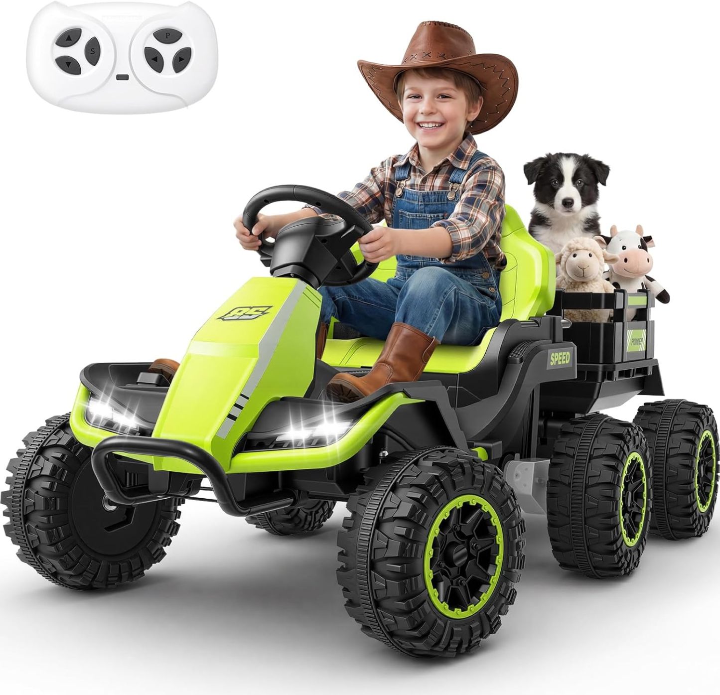 Hikole 24V Ride on Toys Tractor for Kids, w/Parent Remote Control
