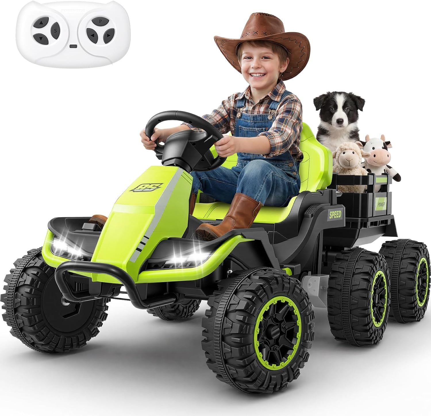 Hikole 24V Ride on Toys Tractor for Kids, w/Parent Remote Control