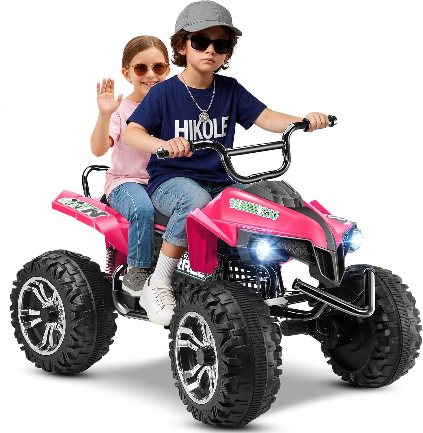Hikole Kids ATV 4 Wheeler, 24V 2 Seater XXL, Ride on Electric Quad Fou
