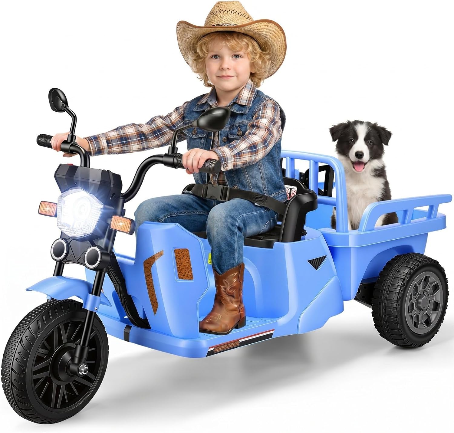 Hikole 12V 3-Wheel Electric Ride on Tractor Toys for Kids Ages 3-8