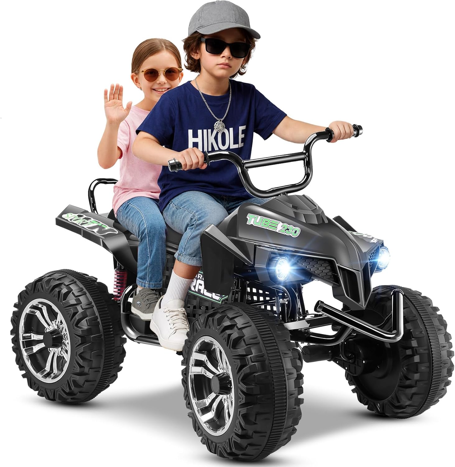 Hikole Kids ATV 4 Wheeler, 24V 2 Seater XXL, Ride on Electric Quad Fou