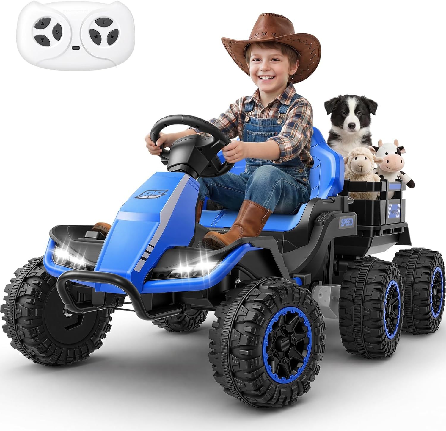 Hikole 24V Ride on Toys Tractor for Kids, w/Parent Remote Control