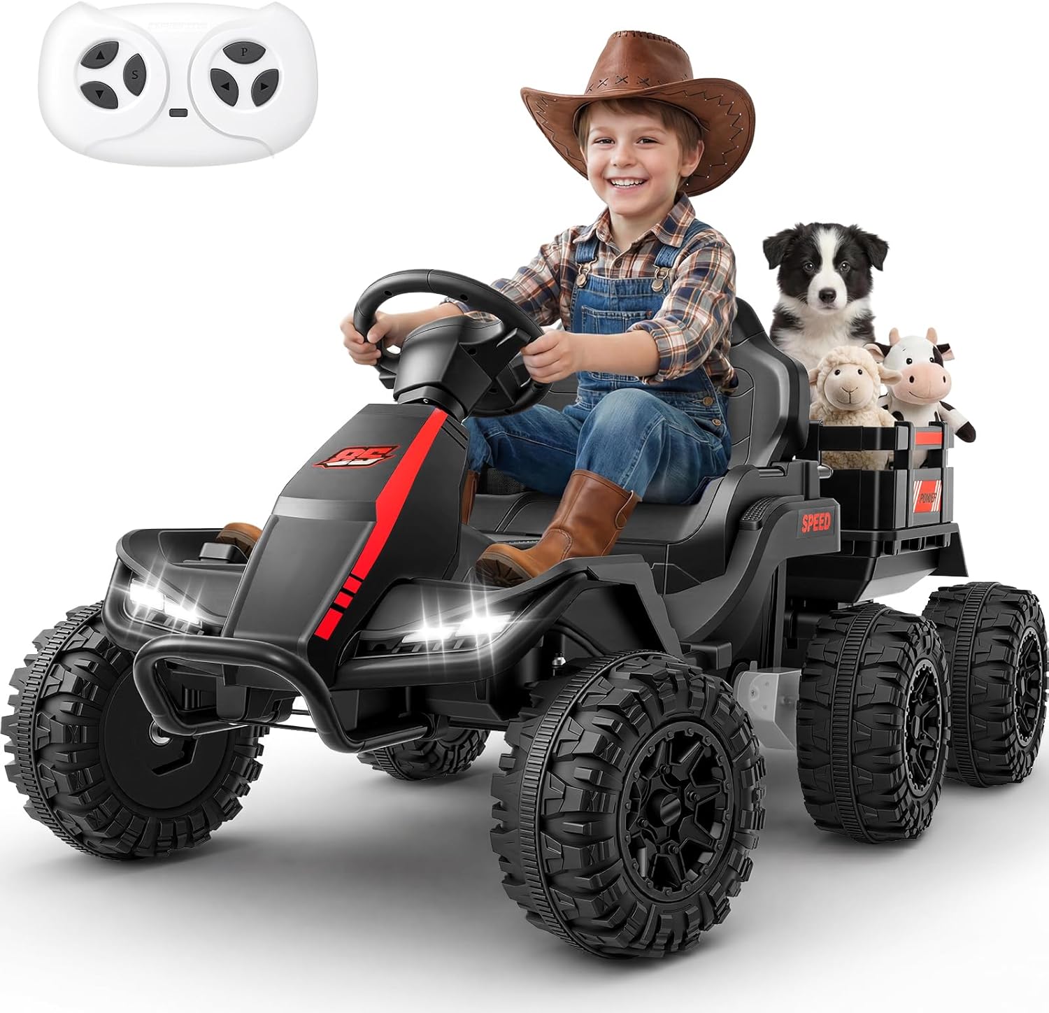 Hikole 24V Ride on Toys Tractor for Kids, w/Parent Remote Control