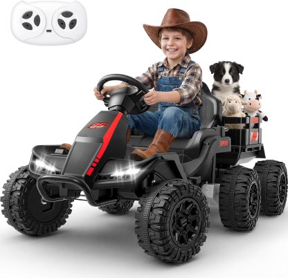 Hikole 24V Ride on Toys Tractor for Kids, w/Parent Remote Control