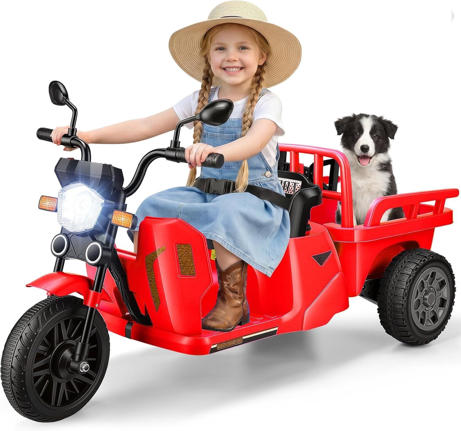 Hikole 12V 3-Wheel Electric Ride on Tractor Toys for Kids Ages 3-8