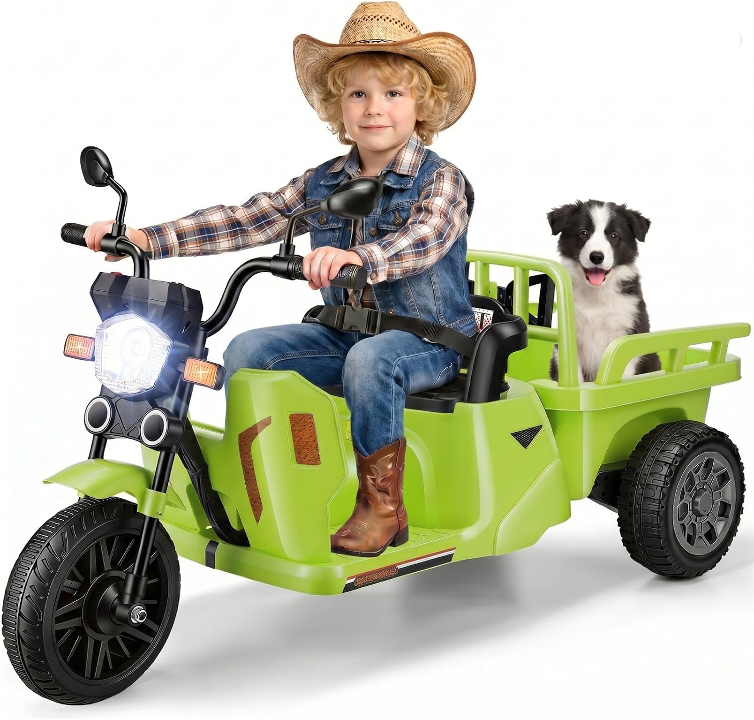 Hikole 12V 3-Wheel Electric Ride on Tractor Toys for Kids Ages 3-8