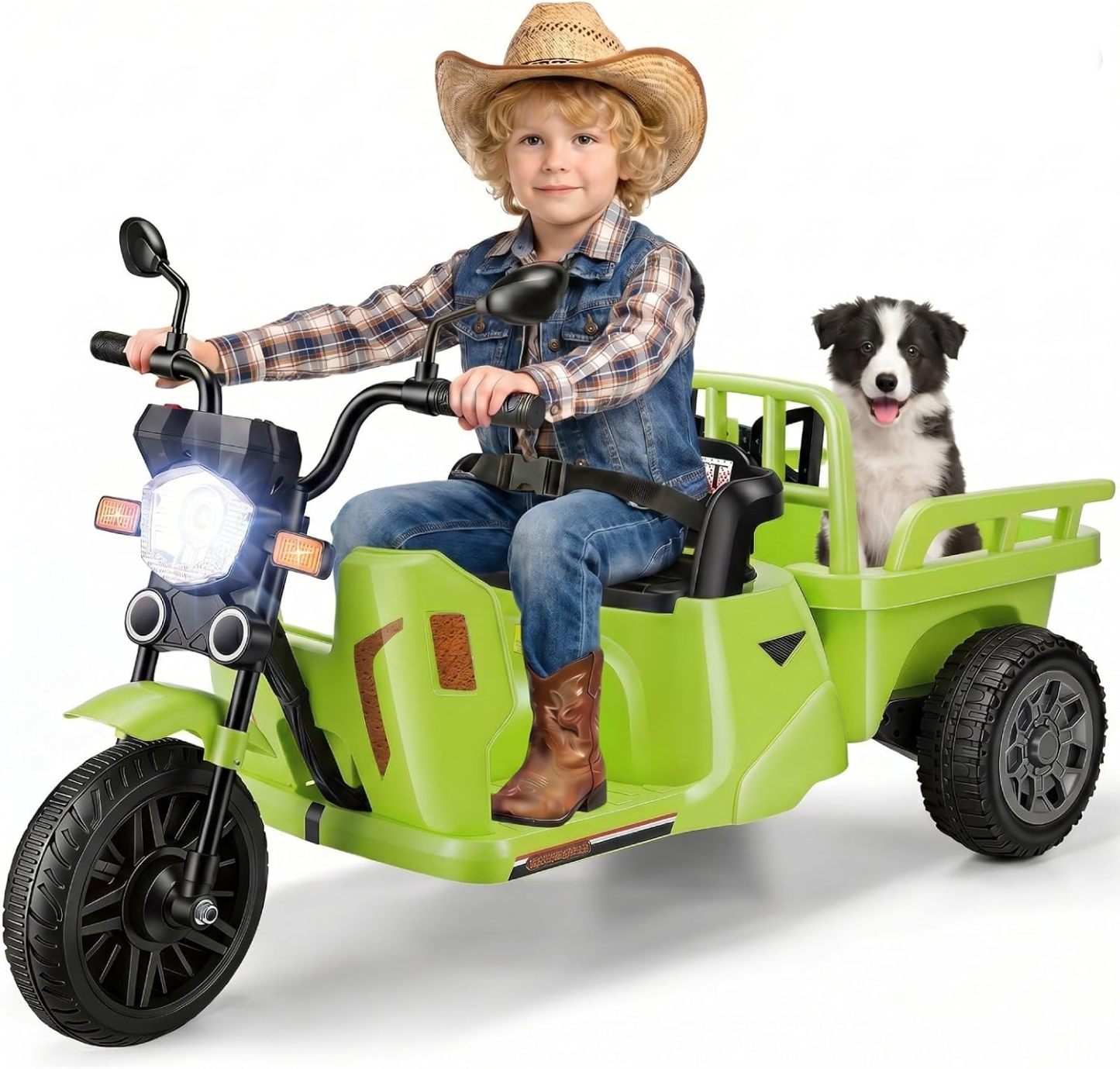 Hikole 12V 3-Wheel Electric Ride on Tractor Toys for Kids Ages 3-8