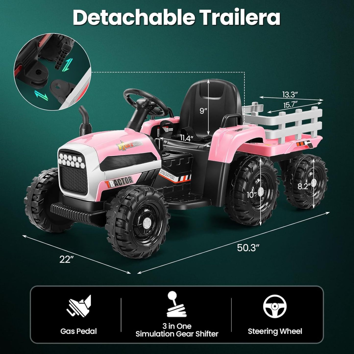 Hikole Toddler Ride on Tractor with Trailer