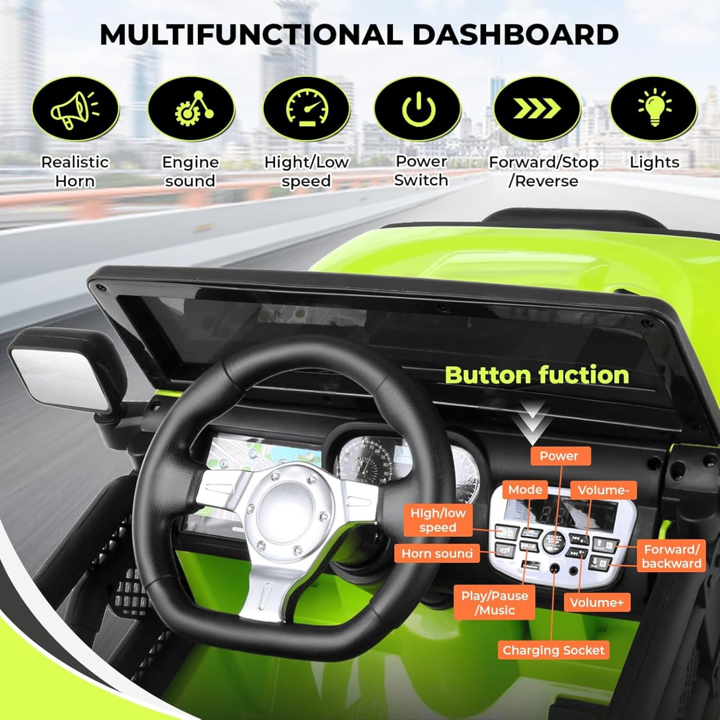 Hikole Kids Electric Car with Remote Control,12V Battery Powered Car w/Parent Remote Control