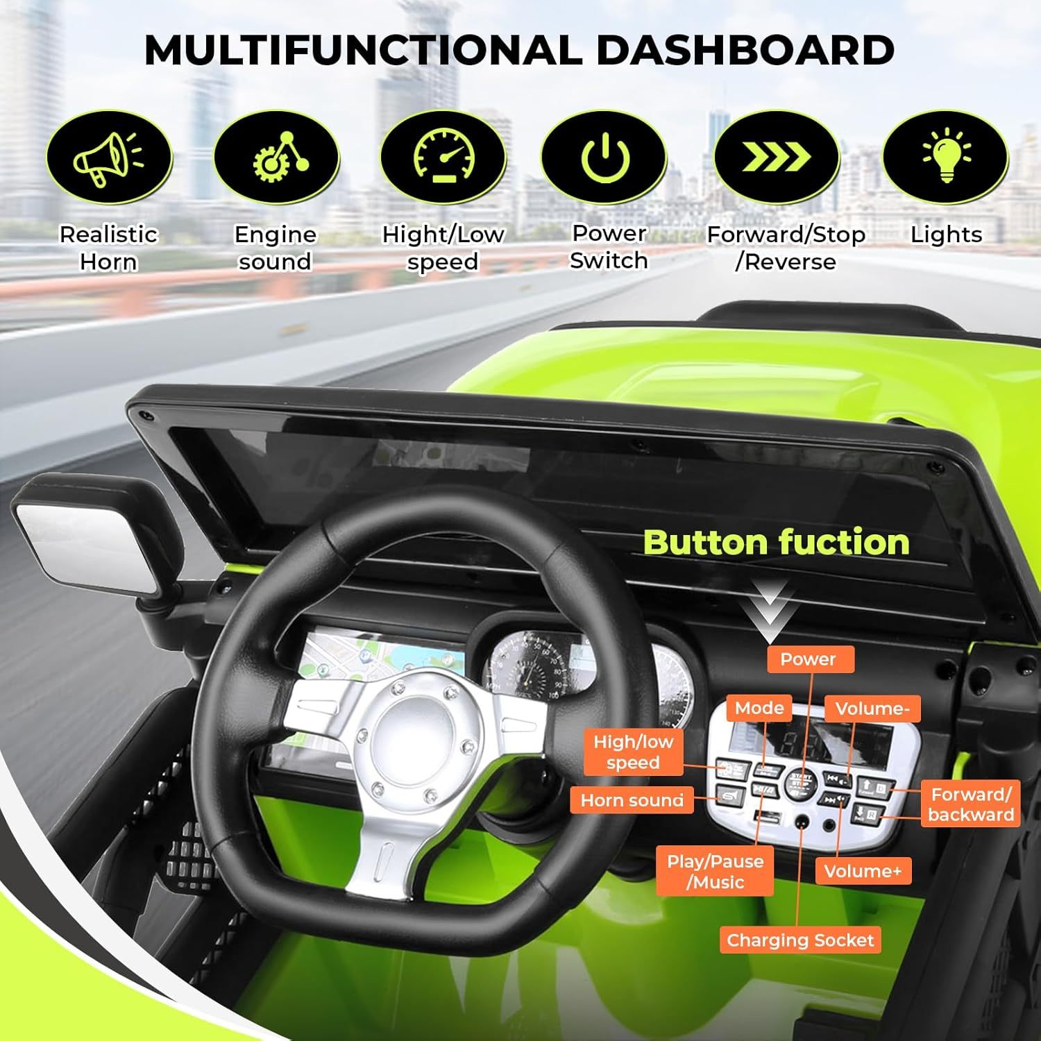 Hikole Kids Electric Car with Remote Control,12V Battery Powered Car w/Parent Remote Control