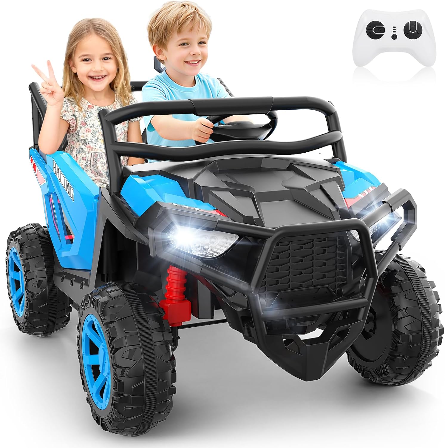 Hikole 2 Seater 24V Ride on Car, UTV for Kids, Power Wheels with Remote Control