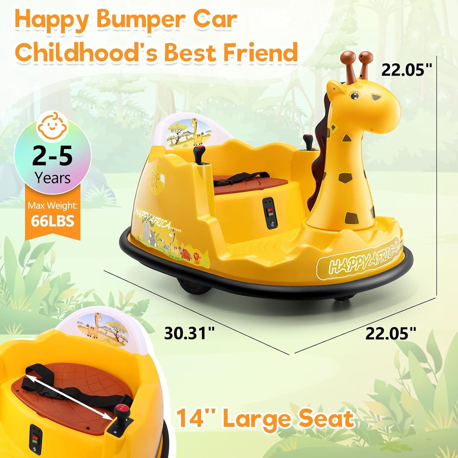 Hikole 12V Baby Bumper Car for Kids 2-5, Toddler Ride on Car with Parent Remote