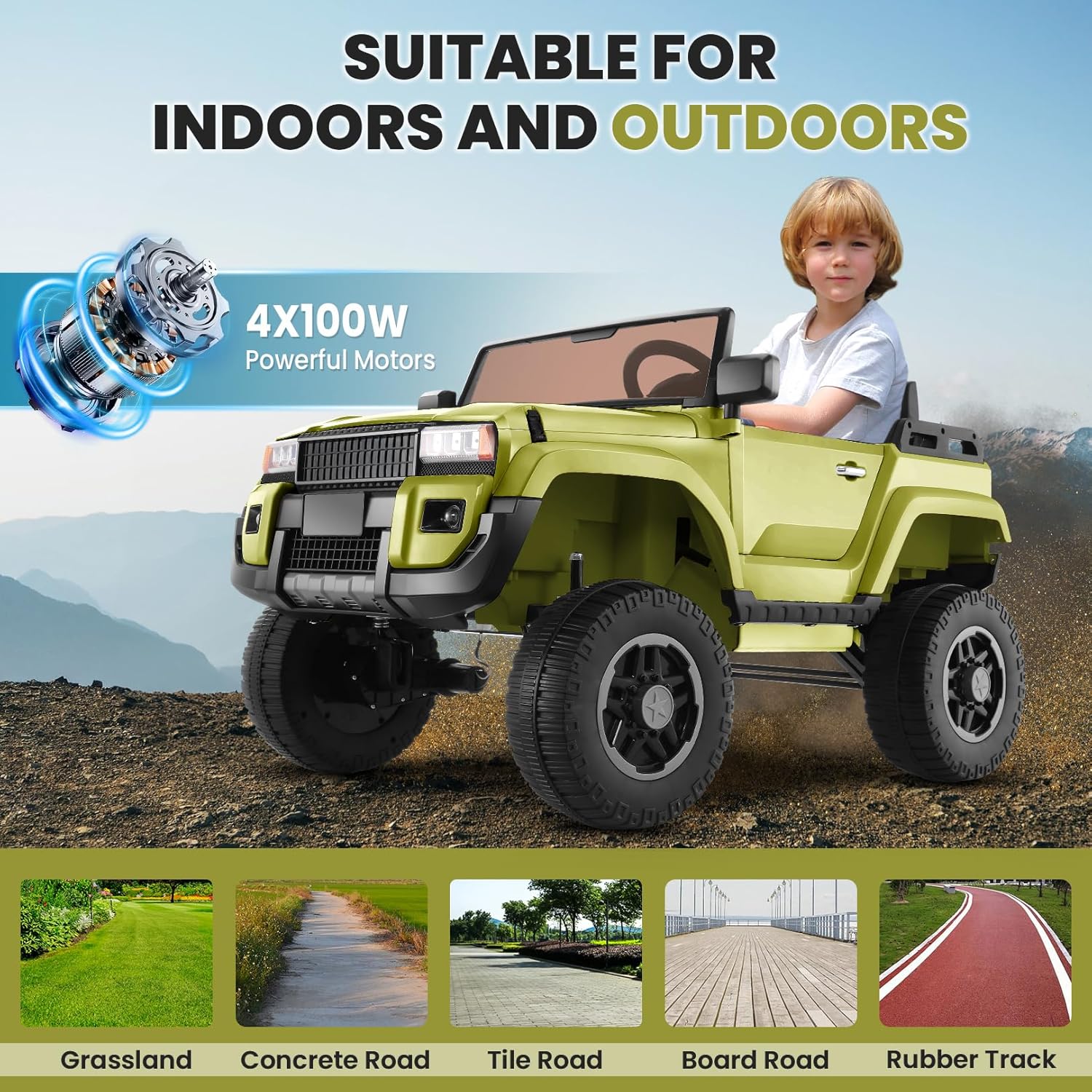 Hikole 2 Seater Ride on Car Truck for Kids, 24V Battery Powered Car-Hikole