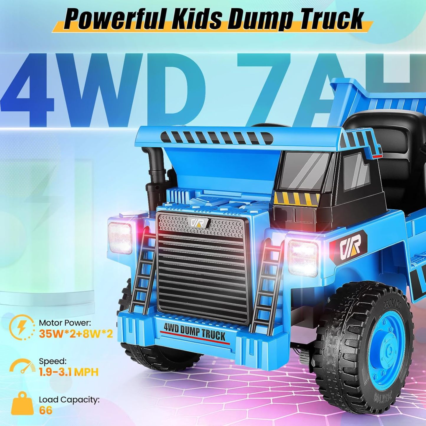 Hikole 12V 4WD Ride on Toys Car for Kids 4-8 with Remote Control