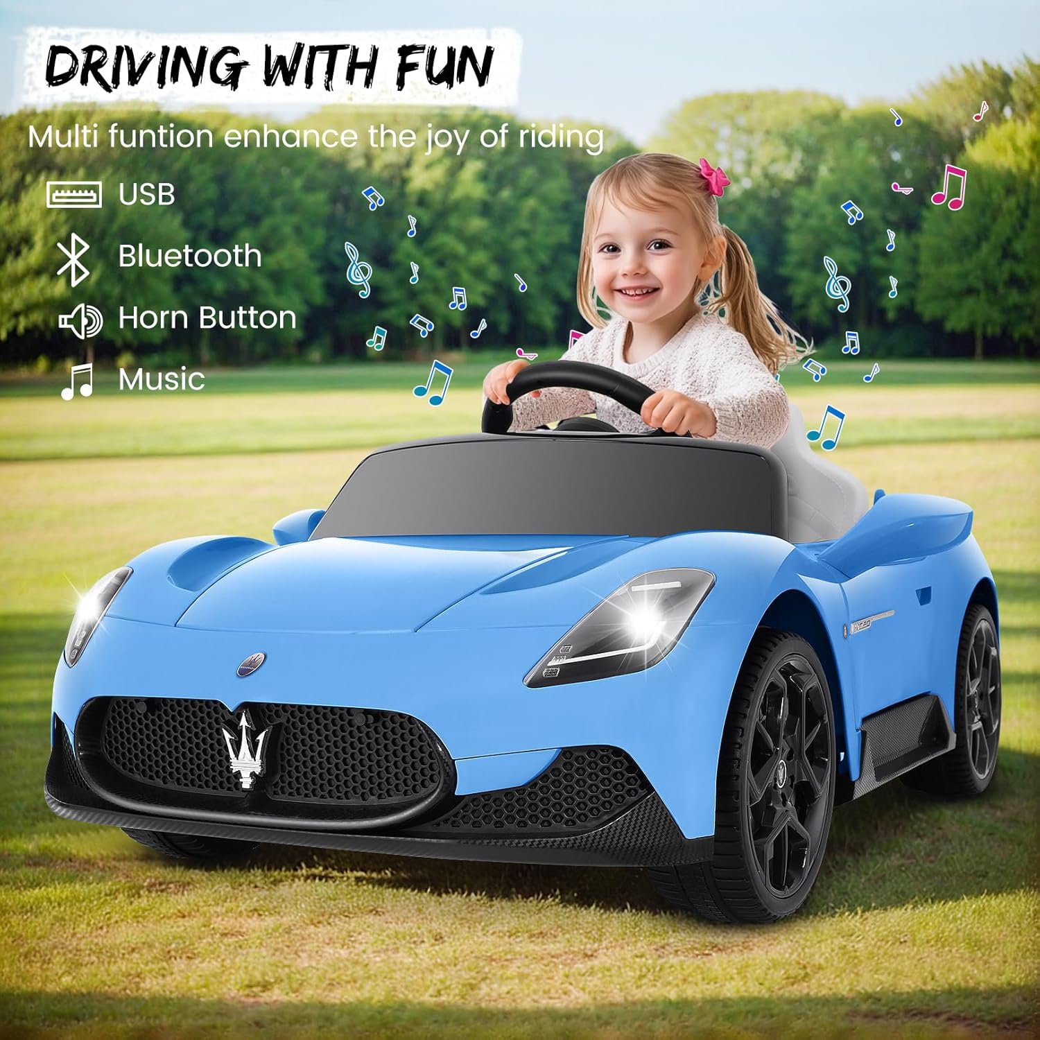 Hikole 12V Kids Ride on Car, Battery Powered Electric Car for Boy Girl-Hikole