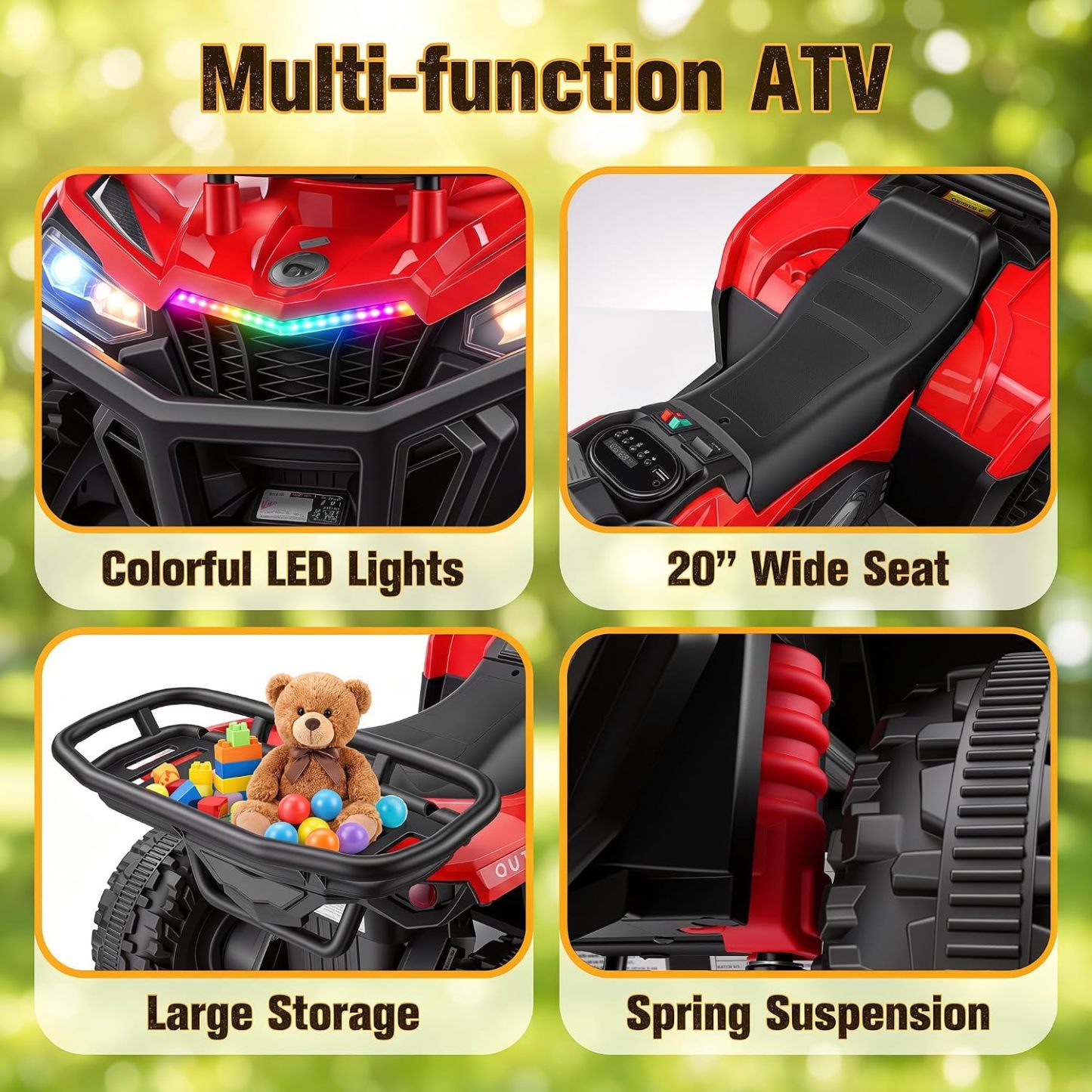 Hikole 24V ATV 4 Wheeler for Kids 3-6,Electric Ride Quad