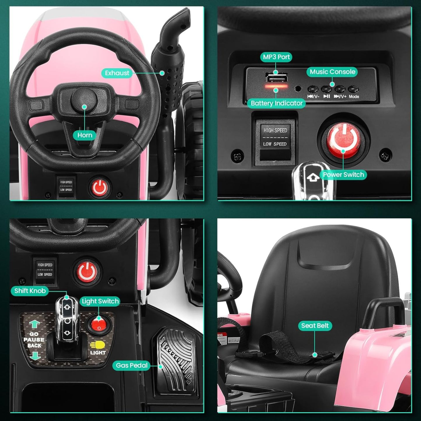 Hikole Toddler Ride on Tractor with Trailer