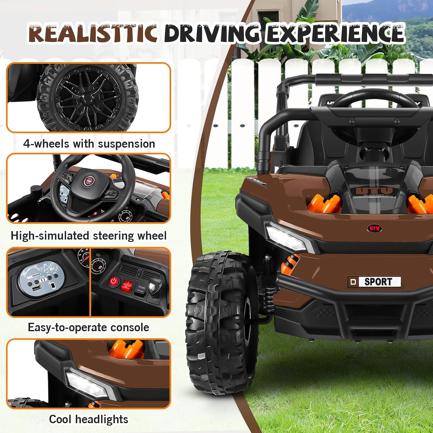 Hikole 2 Seater Electric Car for Kids, 12 Volt Ride on Car Truck for Boys & Girls with Parent Remote