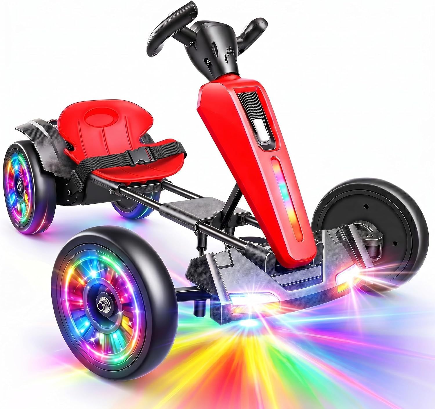 Hikole 12V Electric Go Kart for Kids 3-6, Foldable, Light-Up Wheels