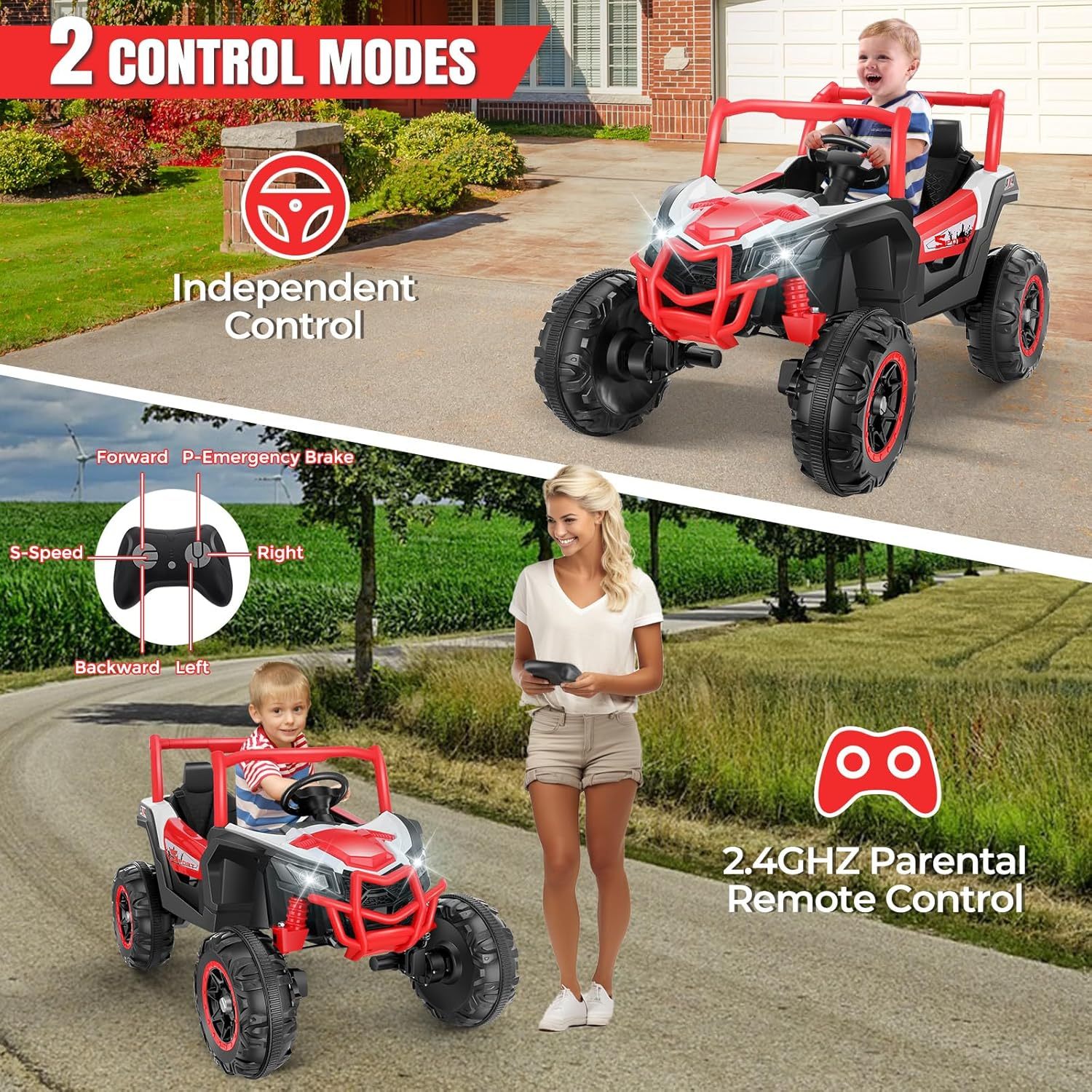 Hikole 2 Seater Ride on Car Truck for Kids, 24V Ride On Toys for Big Kids w/Remote Control