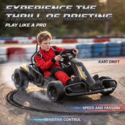 Hikole 24V Electric Drift Go Kart for Kids Ages 6-12-14