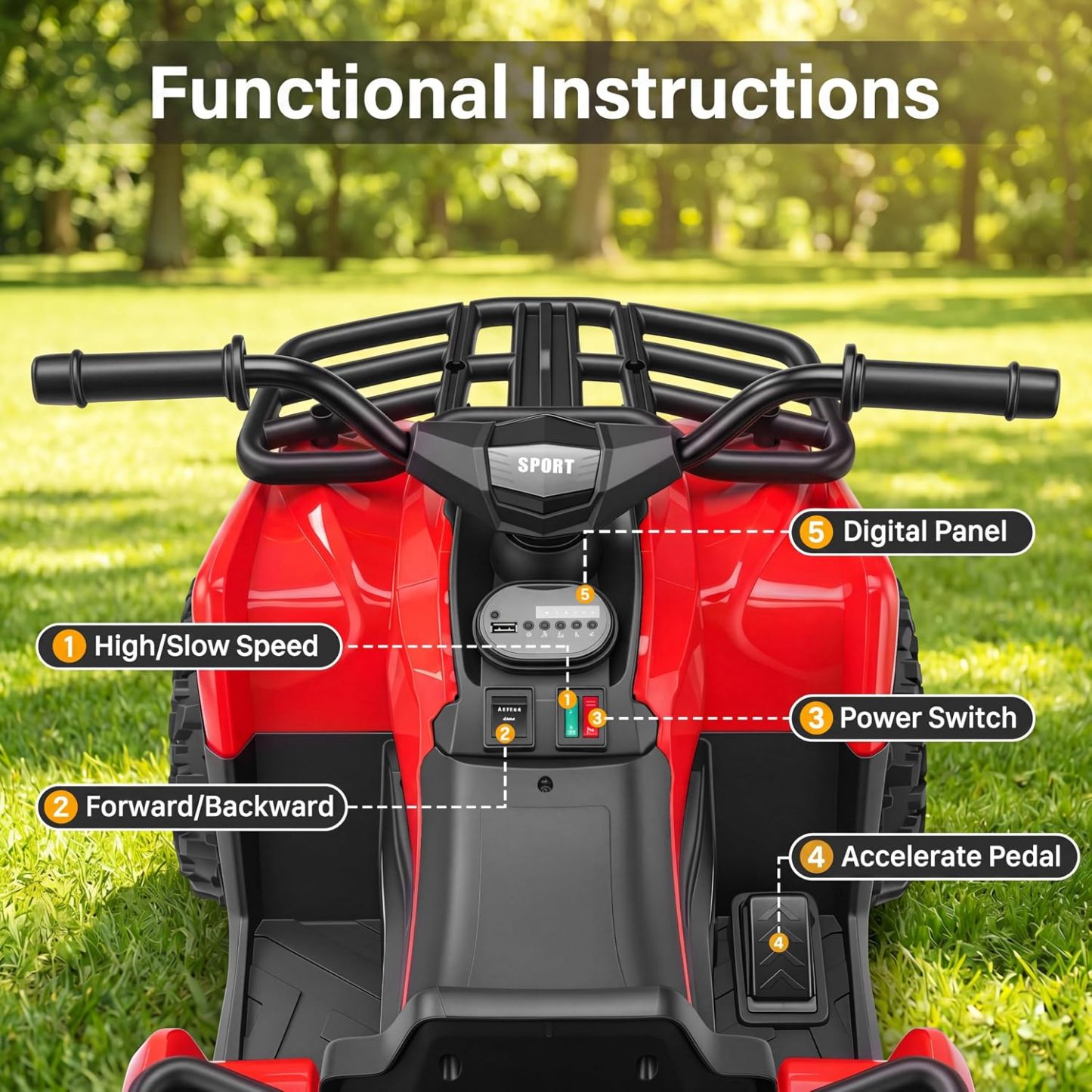 Hikole 24V ATV 4 Wheeler for Kids 3-6,Electric Ride Quad