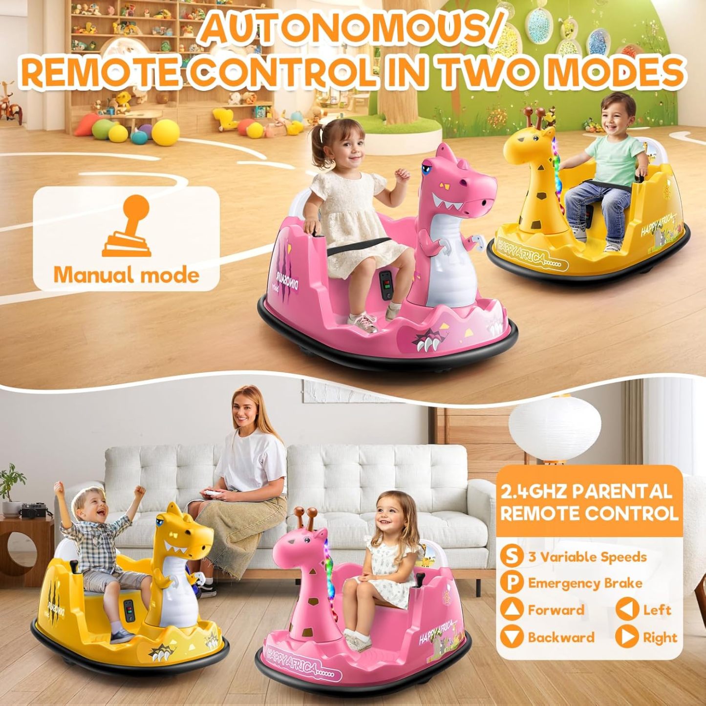 Hikole 12V Baby Bumper Car for Kids 2-5, Toddler Ride on Car with Parent Remote