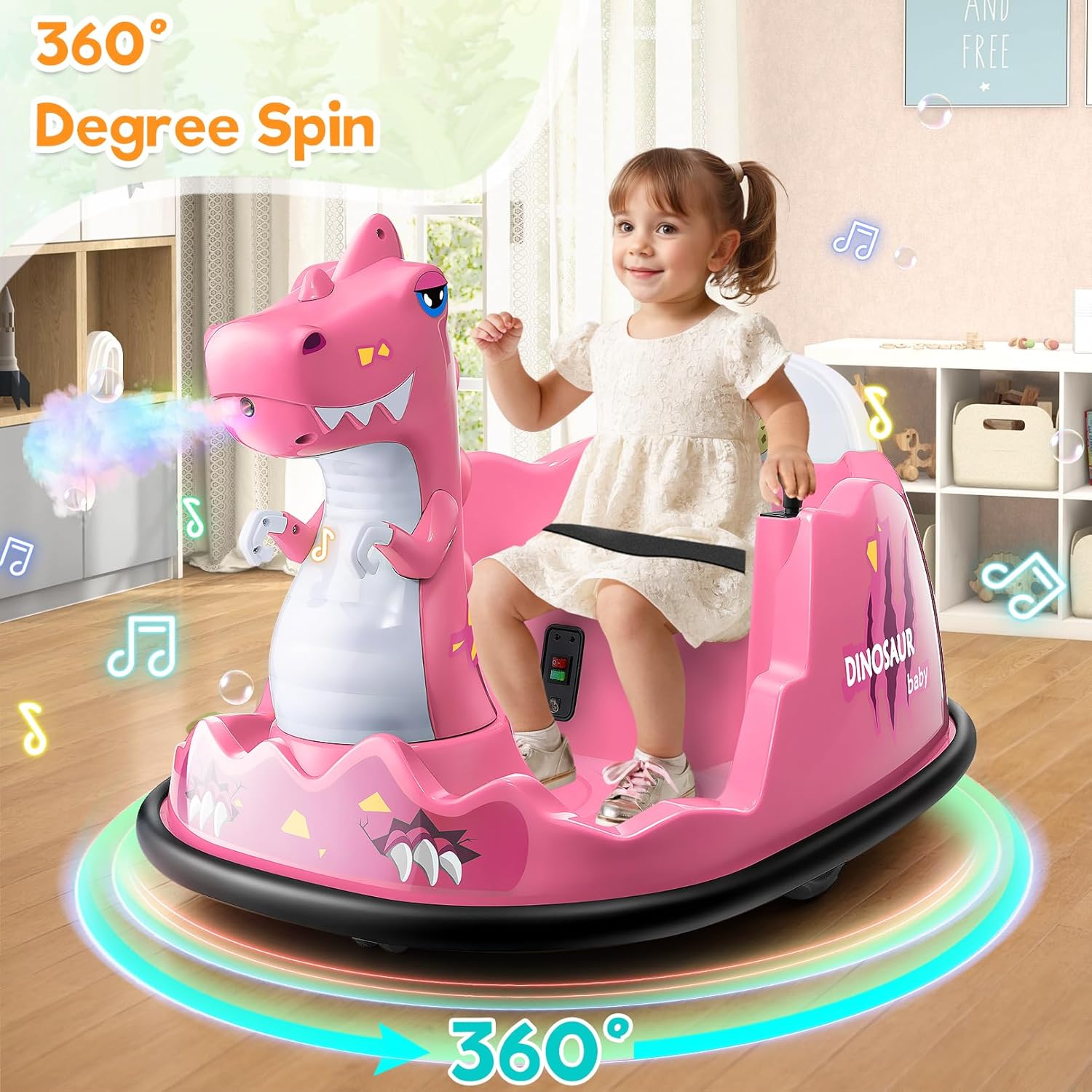 Hikole Toddler Bumper Car for Kids 1.5-6, 12V Baby Ride on Bumper Cars with Remote Control