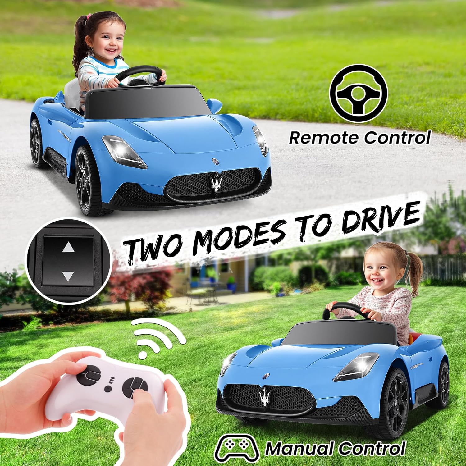 Hikole 12V Kids Ride on Car, Battery Powered Electric Car for Boy Girl-Hikole