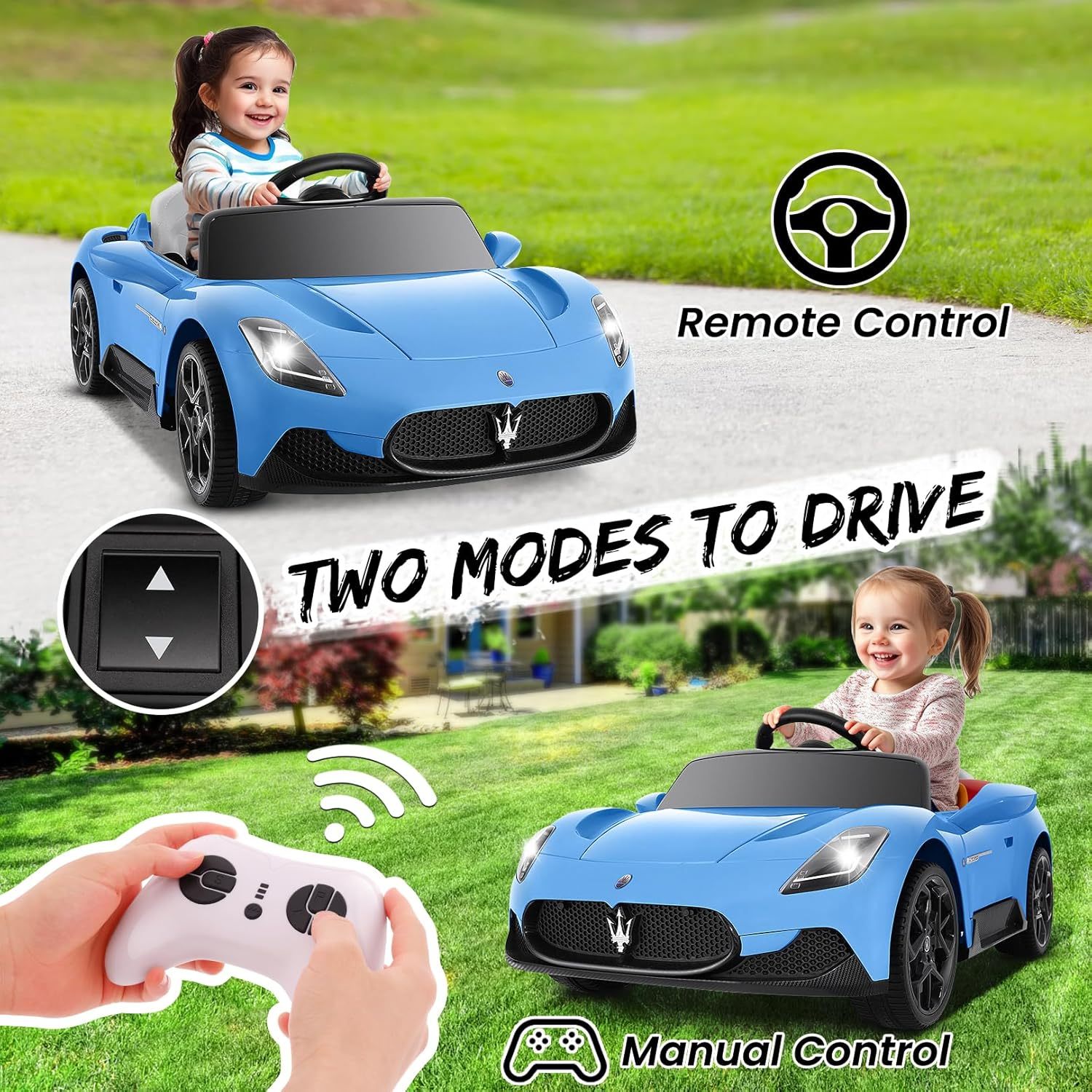 Hikole 12V Kids Ride on Car, Battery Powered Electric Car for Boy Girl-Hikole