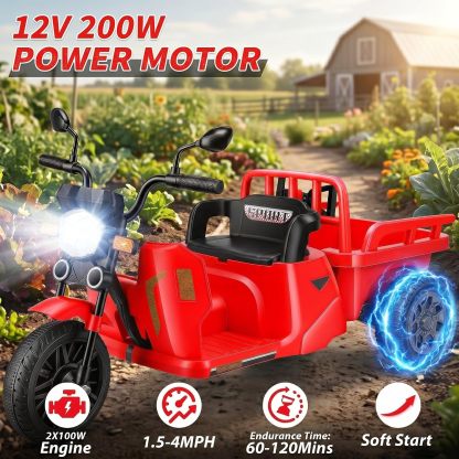 Hikole 12V 3-Wheel Electric Ride on Tractor Toys for Kids Ages 3-8
